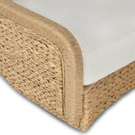 For a casual, coastal vibe, this outdoor chair takes on the classic slipper silhouette with added dimension and movement atop a 360-swivel base. It's all about the heavy braided weave technique: Faux banana leaf comes together in a mix of weave formats for added visual interest, finishing with a cord wrap detail on the arms. Amethyst Home provides interior design, new home construction design consulting, vintage area rugs, and lighting in the Los Angeles metro area.
