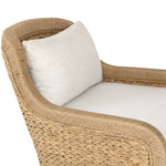 For a casual, coastal vibe, this outdoor chair takes on the classic slipper silhouette with added dimension and movement atop a 360-swivel base. It's all about the heavy braided weave technique: Faux banana leaf comes together in a mix of weave formats for added visual interest, finishing with a cord wrap detail on the arms. Amethyst Home provides interior design, new home construction design consulting, vintage area rugs, and lighting in the Omaha metro area.