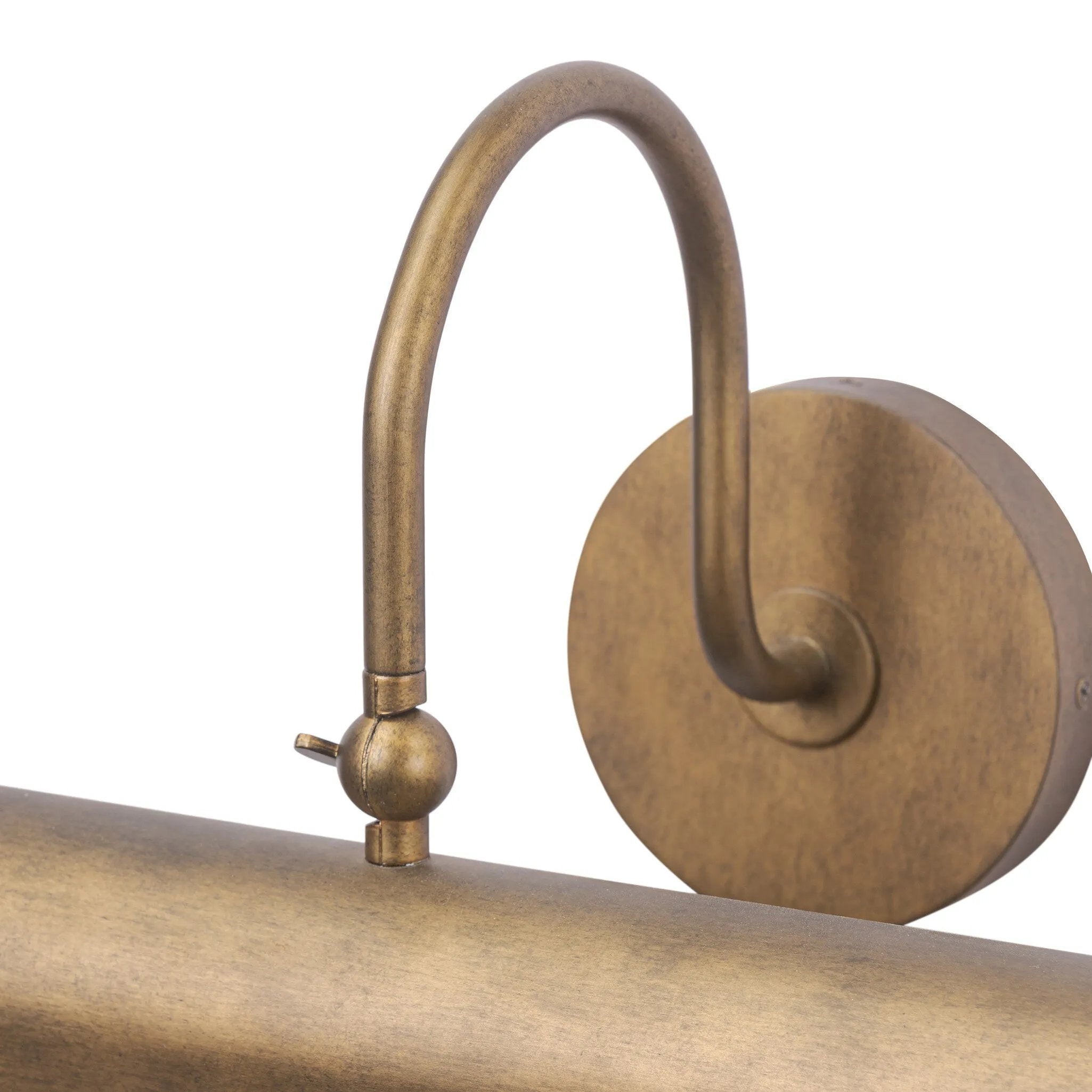 Draw attention to artwork with character-rich lighting that mounts to the wall. Formed from burnished brass iron with a swan neck and articulating shade that's adjustable.As lovers of organic modern materials at Amethyst, we love the warm modern inspired Benno Picture Light. Amethyst Home provides interior design, new home construction design consulting, vintage area rugs, and lighting in the Monterey metro area.