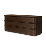 Inspired by aerodynamic-inspired Streamline Moderne style, stacked scalloped reeding wraps this spiced oak dresser with six spacious drawers. The result: a beautifully rhythmic, repeated look. With integrated hardware for a clean finish.As fans of natural materials at Amethyst, we love the nature inspired Benny 6 Drawer Dresser - Spiced Oak Veneer. Amethyst Home provides interior design, new home construction design consulting, vintage area rugs, and lighting in the Omaha metro area.
