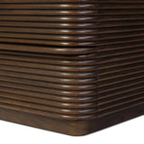 Inspired by aerodynamic-inspired Streamline Moderne style, stacked scalloped reeding wraps this spiced oak dresser with six spacious drawers. The result: a beautifully rhythmic, repeated look. With integrated hardware for a clean finish.As fans of natural materials at Amethyst, we love the nature inspired Benny 6 Drawer Dresser - Spiced Oak Veneer. Amethyst Home provides interior design, new home construction design consulting, vintage area rugs, and lighting in the Portland metro area.