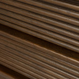 Inspired by aerodynamic-inspired Streamline Moderne style, stacked scalloped reeding wraps this spiced oak nightstand. The result: a beautifully rhythmic, repeated look. With integrated hardware for a clean finish.As lovers of modern aesthetics at Amethyst, we love the warm modern inspired Benny Nightstand - Spiced Oak Veneer. Amethyst Home provides interior design, new home construction design consulting, vintage area rugs, and lighting in the Tampa metro area.