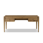 Featuring Bergstrom Warm Natural Oak Veneer Desk by Four Hands at Amethyst Home. Warm up your workspace with this light-finished writing desk of rich character oak. Tapered legs and subtle corner relief details create a simplified look that complements a home office or flex space. Complete with thoughtful touches like built-in cord management, a flip-top outle. Amethyst Home provides interior design, new home construction design consulting, vintage area rugs, and lighting in the Dallas metro area.