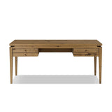 Featuring Bergstrom Warm Natural Oak Veneer Desk by Four Hands at Amethyst Home. Warm up your workspace with this light-finished writing desk of rich character oak. Tapered legs and subtle corner relief details create a simplified look that complements a home office or flex space. Complete with thoughtful touches like built-in cord management, a flip-top outle. Amethyst Home provides interior design, new home construction design consulting, vintage area rugs, and lighting in the Dallas metro area.