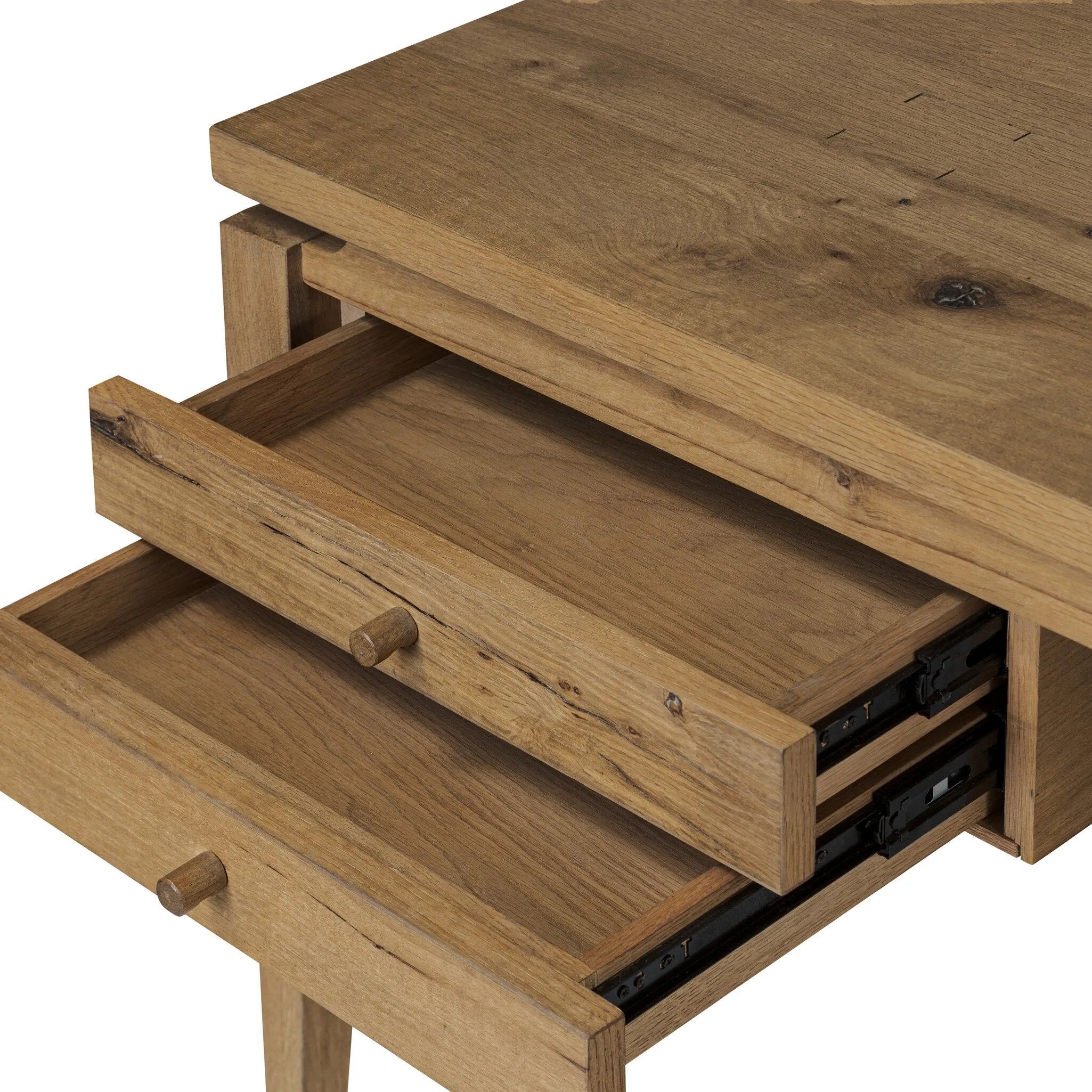Featuring Bergstrom Warm Natural Oak Veneer Desk by Four Hands at Amethyst Home. Warm up your workspace with this light-finished writing desk of rich character oak. Tapered legs and subtle corner relief details create a simplified look that complements a home office or flex space. Complete with thoughtful touches like built-in cord management, a flip-top . Amethyst Home provides interior design, new home construction design consulting, vintage area rugs, and lighting in the Los Angeles metro area.