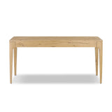Tapered, curved legs highlight this three-drawer aged-oak writing desk crafted with solid and thick wood veneers Amethyst Home provides interior design, new home construction design consulting, vintage area rugs, and lighting in the Winter Garden metro area.