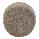 For an extra seat or propped feet, this welcoming ottoman features a subtly tapered shape and a rounded base with bun feet beneath. Crafted from solid oak and upholstered with taupe shearling for extra texture Amethyst Home provides interior design, new home construction design consulting, vintage area rugs, and lighting in the Nashville metro area.