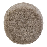 For an extra seat or propped feet, this welcoming ottoman features a subtly tapered shape and a rounded base with bun feet beneath. Crafted from solid oak and upholstered with taupe shearling for extra texture Amethyst Home provides interior design, new home construction design consulting, vintage area rugs, and lighting in the Nashville metro area.