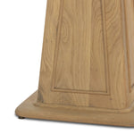 A squared shape and smaller scale makes this bistro-style table perfect for intimate spaces. Made from solid oak with a beautifully light finish, a tapered base and softened bullnose edges reflect a traditional look that works into any space with ease. Amethyst Home provides interior design, new home construction design consulting, vintage area rugs, and lighting in the Alpharetta metro area.