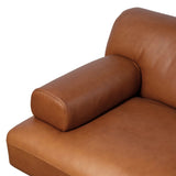 A low-slung and layered design inspired by mid-century Italian seating. The sofa balances a slim metal frame with a voluminous feather-blended interior wrapped in top-grain leather that only gets better with age.As enthusiasts of luxe style at Amethyst, we love the nature inspired Blaine Sofa -96" - Lorento Cognac. Amethyst Home provides interior design, new home construction design consulting, vintage area rugs, and lighting in the Newport Beach metro area.