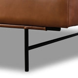 A low-slung and layered design inspired by mid-century Italian seating. The sofa balances a slim metal frame with a voluminous feather-blended interior wrapped in top-grain leather that only gets better with age.As enthusiasts of luxe style at Amethyst, we love the nature inspired Blaine Sofa -96" - Lorento Cognac. Amethyst Home provides interior design, new home construction design consulting, vintage area rugs, and lighting in the Salt Lake City metro area.