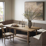 Bring a traditional look to the dining room for parties large or small. A turned, tapered base of solid oak support a rectangular tabletop of oak veneer, with a warm, worn finish. On both ends, breadboard extensions provide the option to expand to fit up to 12 guests. Ships with screws for extension pieces.Collection: Bolto Amethyst Home provides interior design, new home construction design consulting, vintage area rugs, and lighting in the Calabasas metro area.