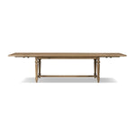 Featuring Blinn Worn Oak Veneer Extension Dining Table by Four Hands at Amethyst Home. Bring a traditional look to the dining room for parties large or small. A turned, tapered base of solid oak support a rectangular tabletop of oak veneer, with a warm, worn finish. On both ends, breadboard extensions provide the option to expand to fit up to 12 guests. Shi. Amethyst Home provides interior design, new home construction design consulting, vintage area rugs, and lighting in the Charlotte metro area.