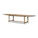 Featuring Blinn Worn Oak Veneer Extension Dining Table by Four Hands at Amethyst Home. Bring a traditional look to the dining room for parties large or small. A turned, tapered base of solid oak support a rectangular tabletop of oak veneer, with a warm, worn finish. On both ends, breadboard extensions provide the option to expand to fit up to 12 guests. Amethyst Home provides interior design, new home construction design consulting, vintage area rugs, and lighting in the Salt Lake City metro area.