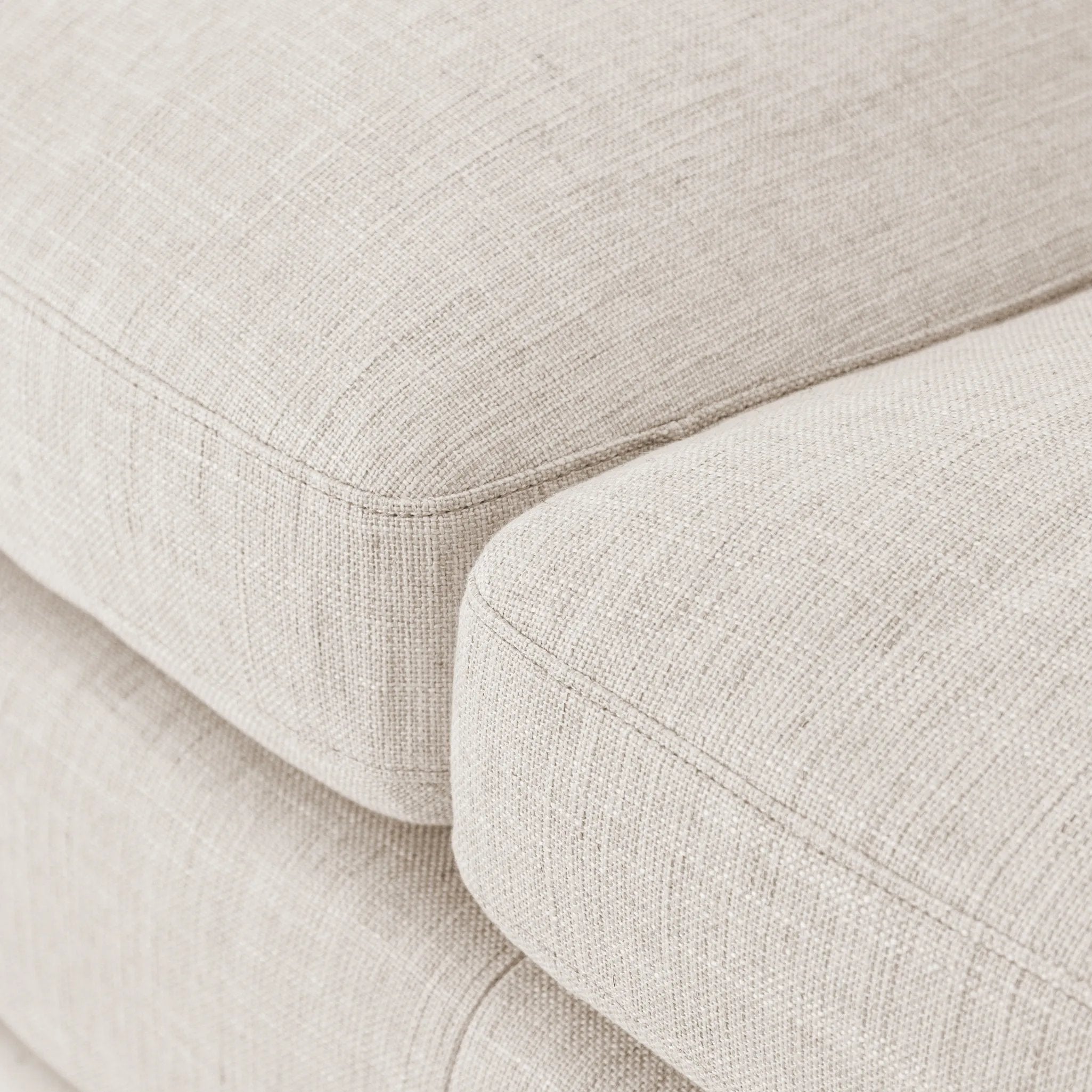 Featuring Bloor Essence Natural Sofa by Four Hands at Amethyst Home. Deep, modern and seductive. This dramatic, spacious sofa is covered in a durable light neutral woven fabric that mixes well with any color palette.Overall Dimensions: 98.00"w x 46.00"d x 31.00"hMaterials : 49% Viscose (Rayon), 22% Flax/Linen, 18% Polyester, 11% CottonWeight : 154.32 lbs. Amethyst Home provides interior design, new home construction design consulting, vintage area rugs, and lighting in the Portland metro area.