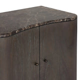 Fluid contours give shape to this solid mindi nightstand, topped with a dark brown marble top. Two doors with knobbed pulls open to inset shelves for organized bedside storage.As enthusiasts of luxe style at Amethyst, we love the optimistic inspired Boa Nightstand - Espresso Mindi Veneer - Dark Honed Emperador Marble. Amethyst Home provides interior design, new home construction design consulting, vintage area rugs, and lighting in the Seattle metro area.