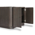 Fluid contours give shape to this solid mindi nightstand, topped with a dark brown marble top. Two doors with knobbed pulls open to inset shelves for organized bedside storage.As enthusiasts of luxe style at Amethyst, we love the optimistic inspired Boa Nightstand - Espresso Mindi Veneer - Dark Honed Emperador Marble. Amethyst Home provides interior design, new home construction design consulting, vintage area rugs, and lighting in the Washington metro area.