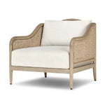 A fresh take on the traditional, this outdoor chair reimagines classic silhouettes with faux banana leaf panels bringing heavy texture to the frame. The camel back and swooping curves add softness, with removable cushions in a linen-like fabric adding comfort. Cover or store inside during inclement weather and when not in use. Amethyst Home provides interior design, new home construction design consulting, vintage area rugs, and lighting in the Alpharetta metro area.