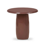 Add an extra surface anywhere with a pedestal end table with a glossy plum finish Amethyst Home provides interior design, new home construction design consulting, vintage area rugs, and lighting in the Houston metro area.