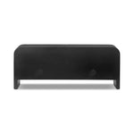 Bring a classic look to media storage with a console of black-finished iron, featuring simple bronzed hardware. Rear cutouts keep cords out of sight Amethyst Home provides interior design, new home construction design consulting, vintage area rugs, and lighting in the Houston metro area.