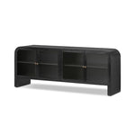 Bring a classic look to media storage with a console of black-finished iron, featuring simple bronzed hardware. Rear cutouts keep cords out of sight Amethyst Home provides interior design, new home construction design consulting, vintage area rugs, and lighting in the Omaha metro area.