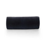 A long, navy-colored bolster pillow elevates beds and sofas in an instant. Crafted from saturated wool velvet, for a sustainable alternative to mohair, with a hidden zipper for a smooth silhouette.As lovers of wabi sabi aesthetics at Amethyst, we love the warm modern inspired Bridger Bolster Pillow - Monte Navy. Amethyst Home provides interior design, new home construction design consulting, vintage area rugs, and lighting in the Austin metro area.