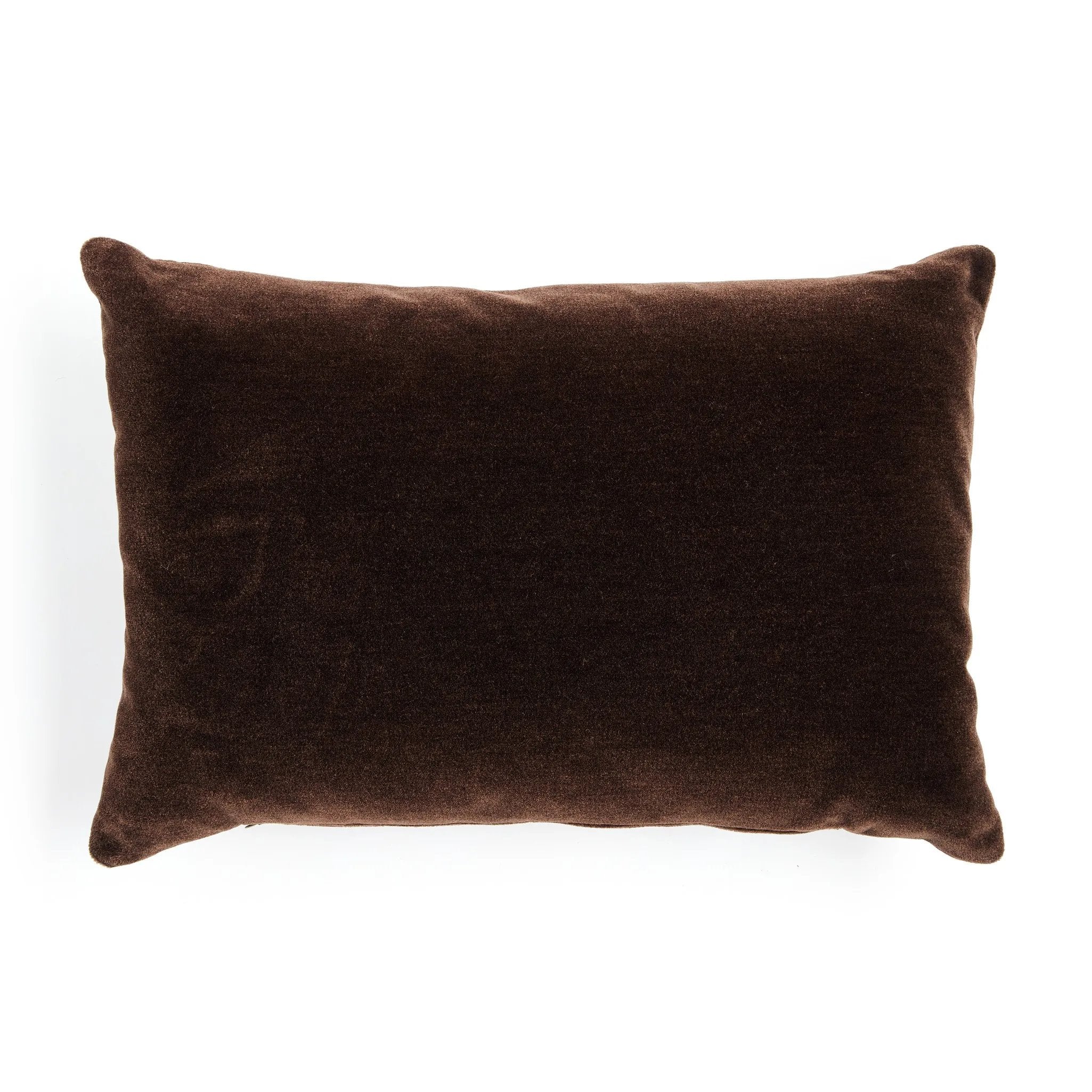 Featuring Bridger Monte Chocolate Pillow by Four Hands at Amethyst Home. Thick and reminiscent of a mohair style texture, the Bridger Monte Chocolate Pillow is an Amethyst fave.  Crafted from saturated solid wool velvet, a deep brown pillow offers a sustainable alternative to mohair. A clean-lined design with knife edges and a hidden zipper.Choose Your Opt. Amethyst Home provides interior design, new home construction design consulting, vintage area rugs, and lighting in the Alpharetta metro area.