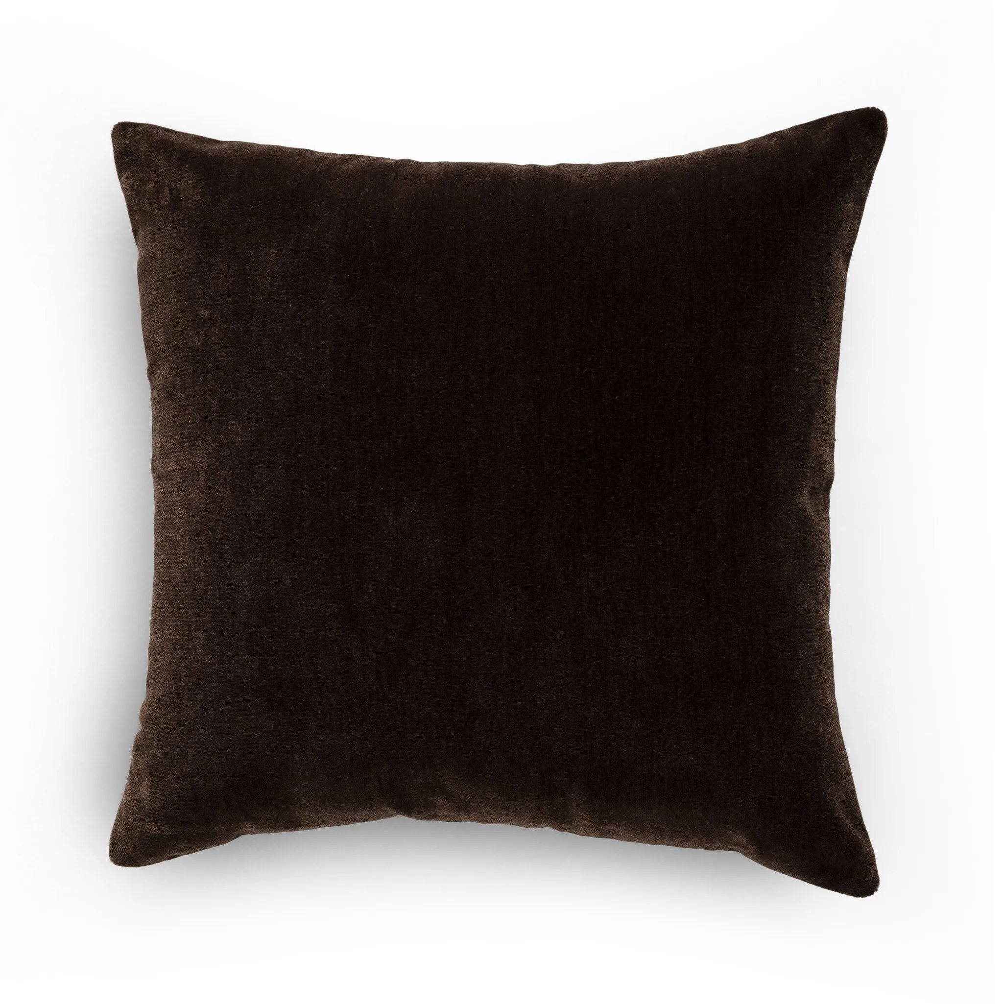 Featuring Bridger Monte Chocolate Pillow by Four Hands at Amethyst Home. Thick and reminiscent of a mohair style texture, the Bridger Monte Chocolate Pillow is an Amethyst fave.  Crafted from saturated solid wool velvet, a deep brown pillow offers a sustainable alternative to mohair. A clean-lined design with knife edges and a hidden zipper.Choose Your Option. Amethyst Home provides interior design, new home construction design consulting, vintage area rugs, and lighting in the Houston metro area.