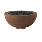 This outdoor fire table is a welcoming centerpiece designed for gathering. Made from glass-reinforced concrete, each piece is naturally finished with deep tones of pewter and dark grey. The bowl shape is completed with lavastones in the center, bringing together a bold, monochromatic look. Amethyst Home provides interior design, new home construction design consulting, vintage area rugs, and lighting in the Winter Garden metro area.