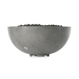 This outdoor fire table is a welcoming centerpiece designed for gathering. Made from glass-reinforced concrete, each piece is naturally finished with deep tones of pewter and dark grey. The bowl shape is completed with lavastones in the center, bringing together a bold, monochromatic look. Amethyst Home provides interior design, new home construction design consulting, vintage area rugs, and lighting in the Des Moines metro area.