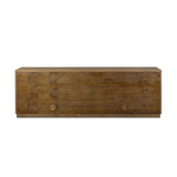 The traditional media console, reimagined. This warm oak piece features two sets of doors with shallow scalloping that draws the eye, providing a subtle visual flow. Rear cutouts for cord management.As lovers of natural aesthetics at Amethyst, we love the designer inspired Brookhurst Media Console - Drifted Oak Veneer. Amethyst Home provides interior design, new home construction design consulting, vintage area rugs, and lighting in the Calabasas metro area.