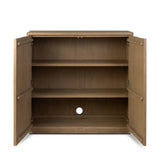 The classic wooden cabinet, reimagined. This warm oak piece features double doors with shallow scalloping that draws the eye, providing a subtle visual flow.As lovers of wabi sabi design at Amethyst, we love the designer inspired Brookhurst Small Cabinet - Drifted Oak Veneer. Amethyst Home provides interior design, new home construction design consulting, vintage area rugs, and lighting in the Miami metro area.