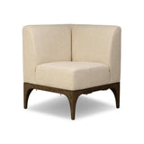 This timeless piece works seamlessly into a wide range of styles and collections. With tapered wooden legs with a small curve detail and an armless silhouette for ease and flexibility around a dining banquette. Upholstered in a beautifully neutral performance fabric, connected with alligator clips at the bottom. Amethyst Home provides interior design, new home construction design consulting, vintage area rugs, and lighting in the Houston metro area.