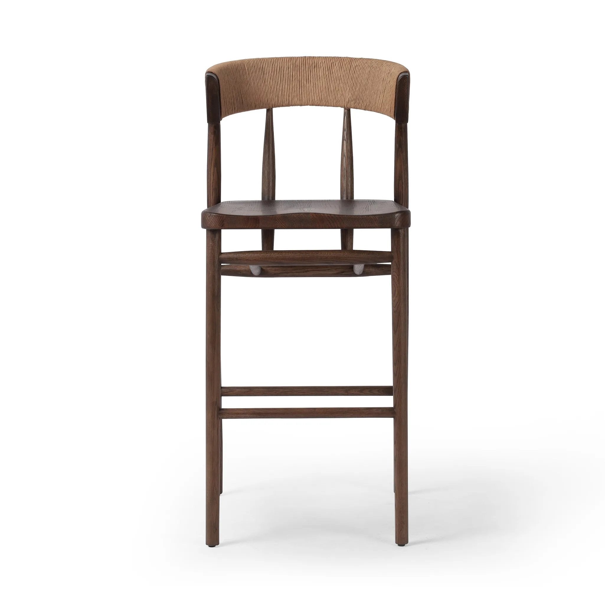 Featuring Buxton Natural Paper Rush Bar + Counter Stool by Four Hands at Amethyst Home. A solid oak counter stool defined by tapered legs and framing gives an updated look to the classic whistler chair. Finished with a paper rush wrapped detail on the back.BarOverall Dimensions: 19.25"w x 22.25"d x 42.75"hWeight: 23.70 lbsCounterOverall Dimensions: 19.50"w x 2. Amethyst Home provides interior design, new home construction design consulting, vintage area rugs, and lighting in the Boston metro area.