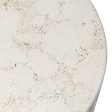 Cast concrete shapes a drum-style outdoor end table, with a linear pattern layered for added texture. Finished with a parchment-like textural feel. Cover or store inside during inclement weather and when not in use.As enthusiasts of luxe style at Amethyst, we love the optimistic inspired Callisto Outdoor End Table - Aged White Concrete. Amethyst Home provides interior design, new home construction design consulting, vintage area rugs, and lighting in the Charlotte metro area.