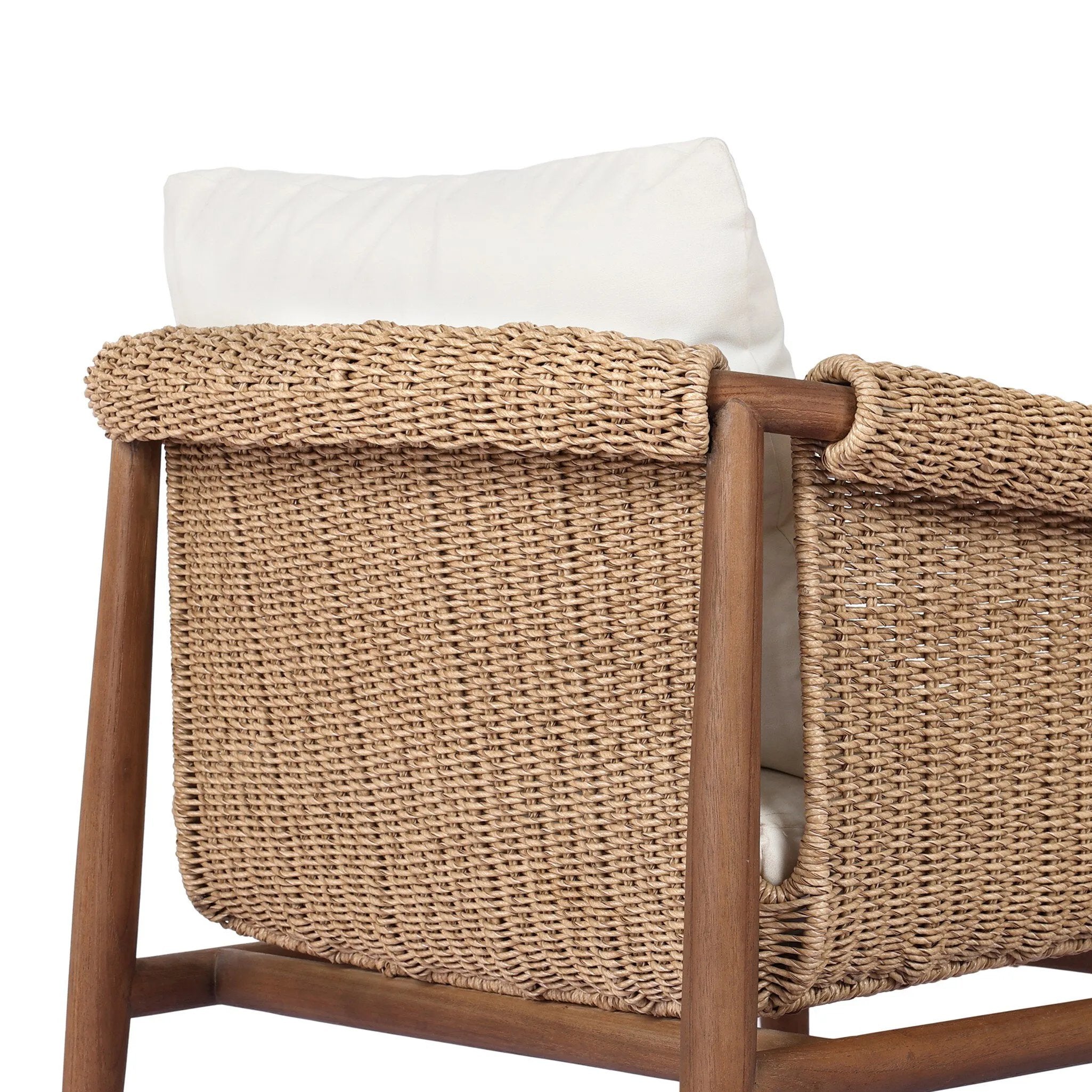 Featuring Cambrie Arashi Salt Outdoor Chair by Four Hands at Amethyst Home. Bring home vintage inspiration. The sling shape of this outdoor chair features a reimagined bucket seat in woven faux hyacinth, finished with rounded tapered legs that mirror the shape of the frame. Cover or store indoors during inclement weather and when not in use. Overall Dimensions. Amethyst Home provides interior design, new home construction design consulting, vintage area rugs, and lighting in the Austin metro area.