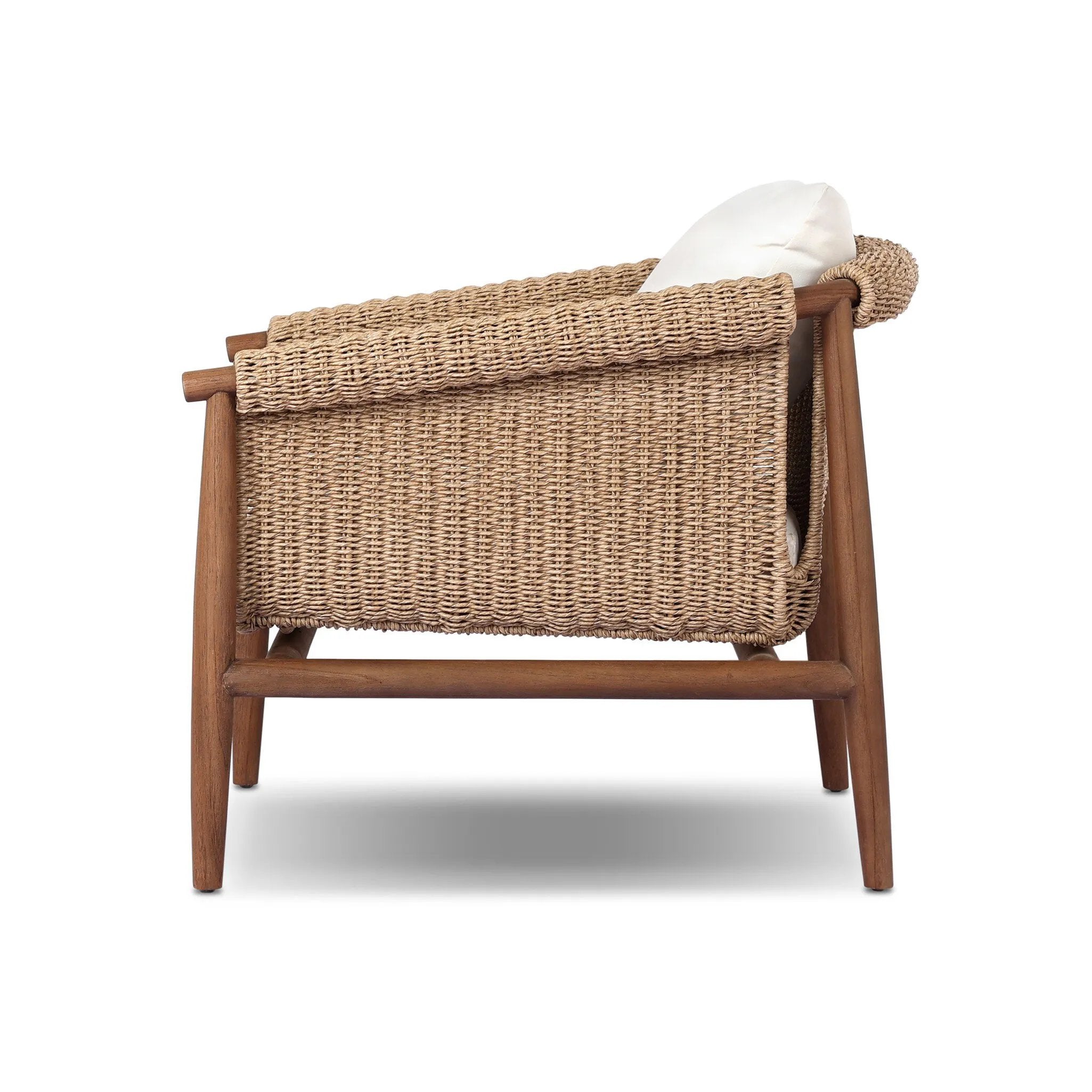 Featuring Cambrie Arashi Salt Outdoor Chair by Four Hands at Amethyst Home. Bring home vintage inspiration. The sling shape of this outdoor chair features a reimagined bucket seat in woven faux hyacinth, finished with rounded tapered legs that mirror the shape of the frame. Cover or store indoors during inclement weather and when not in use. Overall Dimensions. Amethyst Home provides interior design, new home construction design consulting, vintage area rugs, and lighting in the Boston metro area.