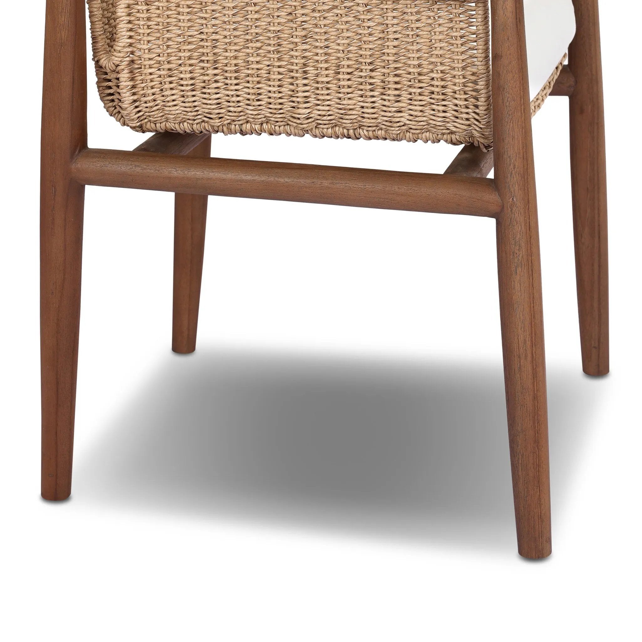 Featuring Cambrie Arashi Salt Outdoor Dining Chair by Four Hands at Amethyst Home. Bring home vintage inspiration. The sling shape of this outdoor dining chair features a reimagined bucket seat in woven faux hyacinth, finished with rounded tapered legs that mirror the shape of the frame. Cover or store indoors during inclement weather and when not in use. Amethyst Home provides interior design, new home construction design consulting, vintage area rugs, and lighting in the Laguna Beach metro area.