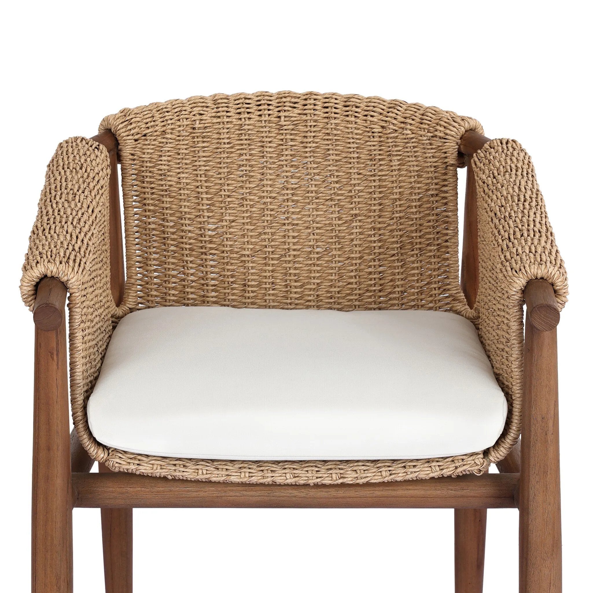 Featuring Cambrie Arashi Salt Outdoor Dining Chair by Four Hands at Amethyst Home. Bring home vintage inspiration. The sling shape of this outdoor dining chair features a reimagined bucket seat in woven faux hyacinth, finished with rounded tapered legs that mirror the shape of the frame. Cover or store indoors during inclement weather and when not in use. O. Amethyst Home provides interior design, new home construction design consulting, vintage area rugs, and lighting in the Park City metro area.
