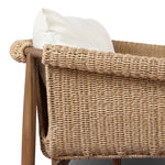Featuring Cambrie Arashi Salt Outdoor Sofa 76" by Four Hands at Amethyst Home. Bring home vintage inspiration. The sling shape of this outdoor sofa features a reimagined bucket seat in woven faux hyacinth, finished with rounded tapered legs that mirror the shape of the frame. Cover or store indoors during inclement weather and when not in use. Overall Dimens. Amethyst Home provides interior design, new home construction design consulting, vintage area rugs, and lighting in the Portland metro area.