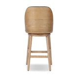 Solid ash wood forms a subtly curved back on this everyday counter stool. Its open frame and seat features rounded edges for 