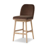 Solid ash wood forms a subtly curved back on this everyday counter stool. Its open frame and seat features rounded edges for 