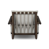 Featuring Cardiff Faye Sand Outdoor Chair by Four Hands at Amethyst Home. Angular FSC®-certified teak framing paired with softened dowel edges crafts a bench-made, transitional outdoor chair. Strap detailing supports the loose, knife-edge back cushion, complemented by a heavy fixed seat cushion — adding a touch of weight to the airy design. Cover or store in. Amethyst Home provides interior design, new home construction design consulting, vintage area rugs, and lighting in the Monterey metro area.
