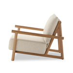 Featuring Cardiff Faye Sand Outdoor Chair by Four Hands at Amethyst Home. Angular FSC®-certified teak framing paired with softened dowel edges crafts a bench-made, transitional outdoor chair. Strap detailing supports the loose, knife-edge back cushion, complemented by a heavy fixed seat cushion — adding a touch of weight to the airy design. Cover or store i. Amethyst Home provides interior design, new home construction design consulting, vintage area rugs, and lighting in the San Diego metro area.
