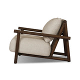 Featuring Cardiff Faye Sand Outdoor Chair by Four Hands at Amethyst Home. Angular FSC®-certified teak framing paired with softened dowel edges crafts a bench-made, transitional outdoor chair. Strap detailing supports the loose, knife-edge back cushion, complemented by a heavy fixed seat cushion — adding a touch of weight to the airy design. Cover or store . Amethyst Home provides interior design, new home construction design consulting, vintage area rugs, and lighting in the Scottsdale metro area.