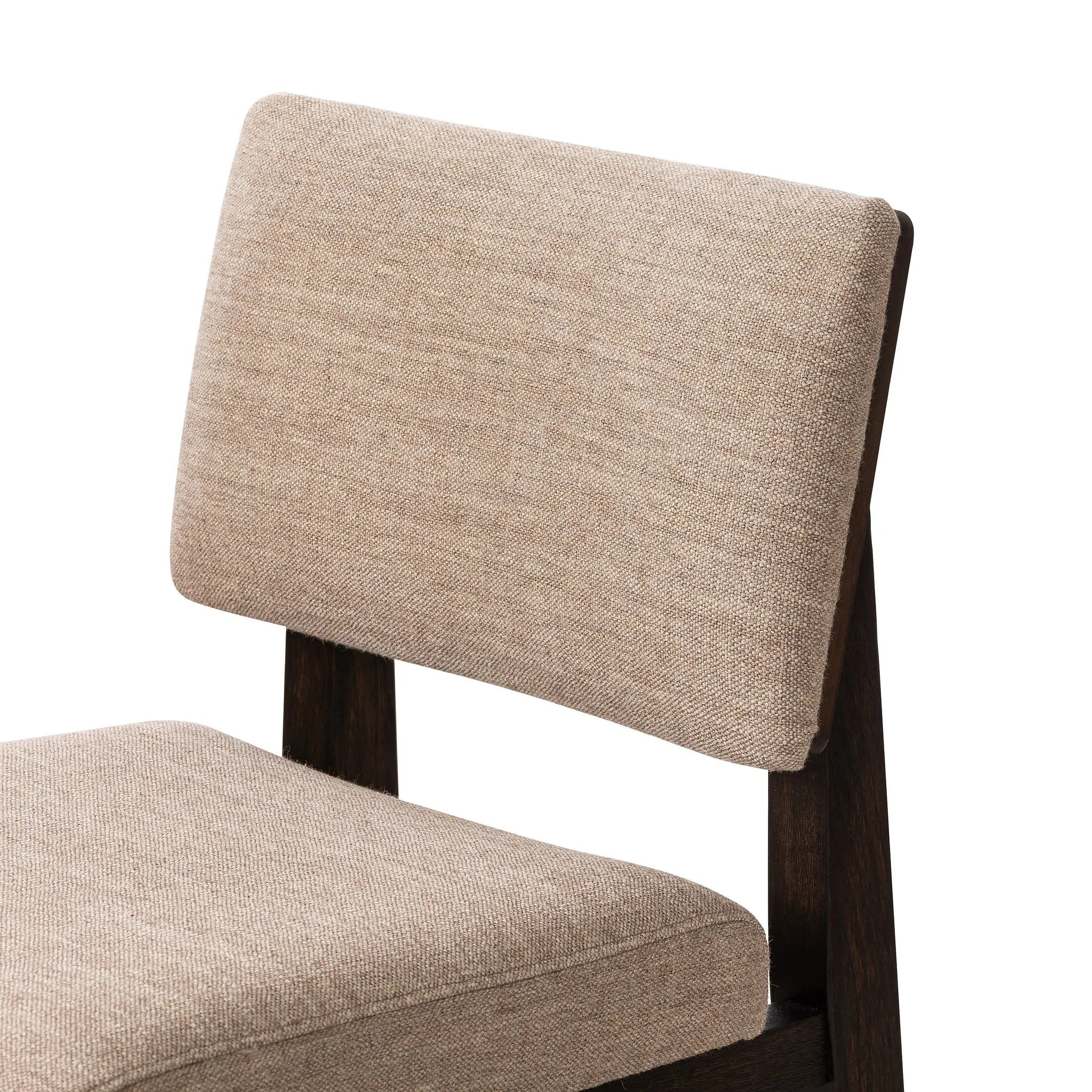 Featuring Carlo Alcala Fawn Bar + Counter Stool by Four Hands at Amethyst Home. Get back to the basics with this understated modern dining seating. Its simple shape includes a split back design that lets the upholstery peek through. High-performance fabric ideal for the counter, framed out by dark-finished oak.BarOverall Dimensions: 20.75"w x 26.00"d x 43.50"h. Amethyst Home provides interior design, new home construction design consulting, vintage area rugs, and lighting in the Dallas metro area.