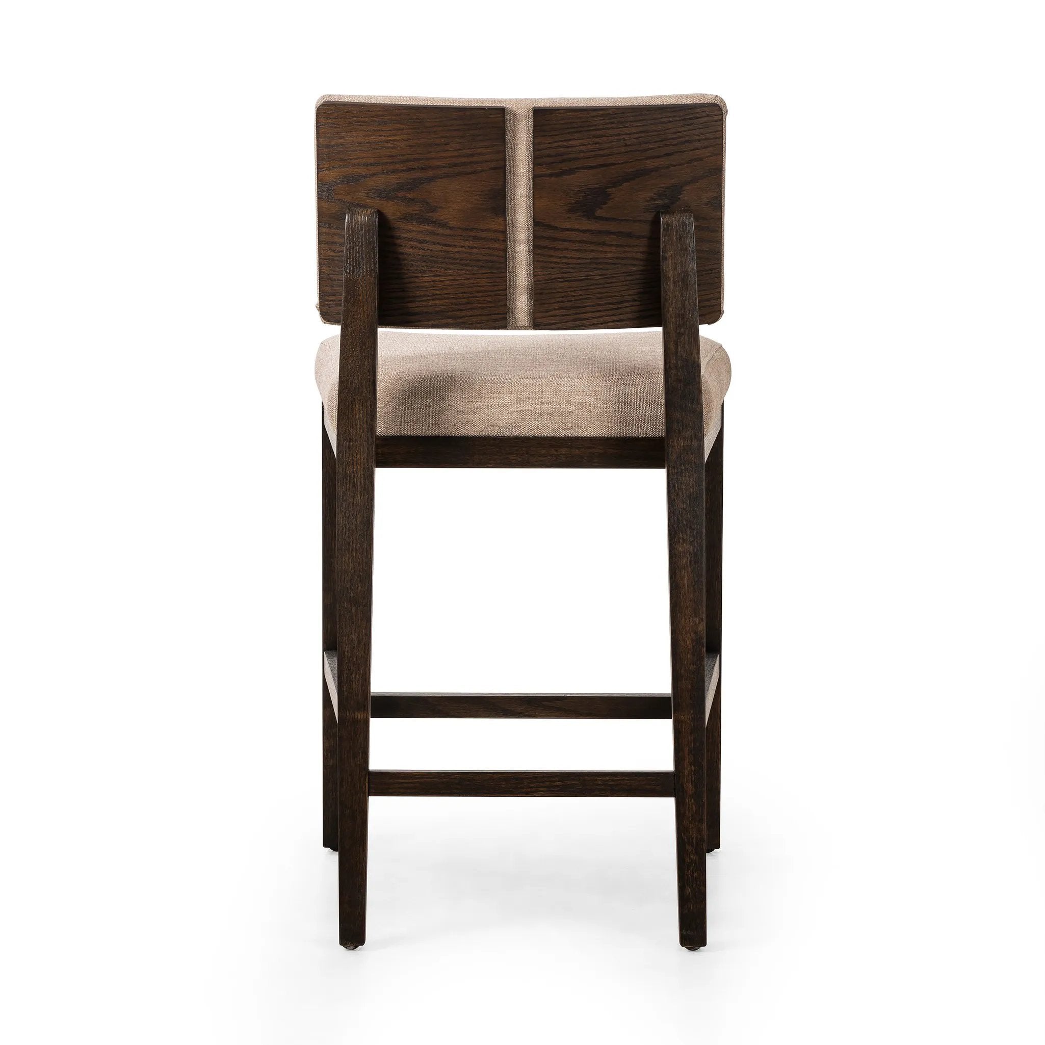 Featuring Carlo Alcala Fawn Bar + Counter Stool by Four Hands at Amethyst Home. Get back to the basics with this understated modern dining seating. Its simple shape includes a split back design that lets the upholstery peek through. High-performance fabric ideal for the counter, framed out by dark-finished oak.BarOverall Dimensions: 20.75"w x 26.00"d x 43.50. Amethyst Home provides interior design, new home construction design consulting, vintage area rugs, and lighting in the Portland metro area.