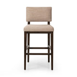 Featuring Carlo Alcala Fawn Bar + Counter Stool by Four Hands at Amethyst Home. Get back to the basics with this understated modern dining seating. Its simple shape includes a split back design that lets the upholstery peek through. High-performance fabric ideal for the counter, framed out by dark-finished oak.BarOverall Dimensions: 20.75"w x 26.00"d x 43.. Amethyst Home provides interior design, new home construction design consulting, vintage area rugs, and lighting in the Washington metro area.