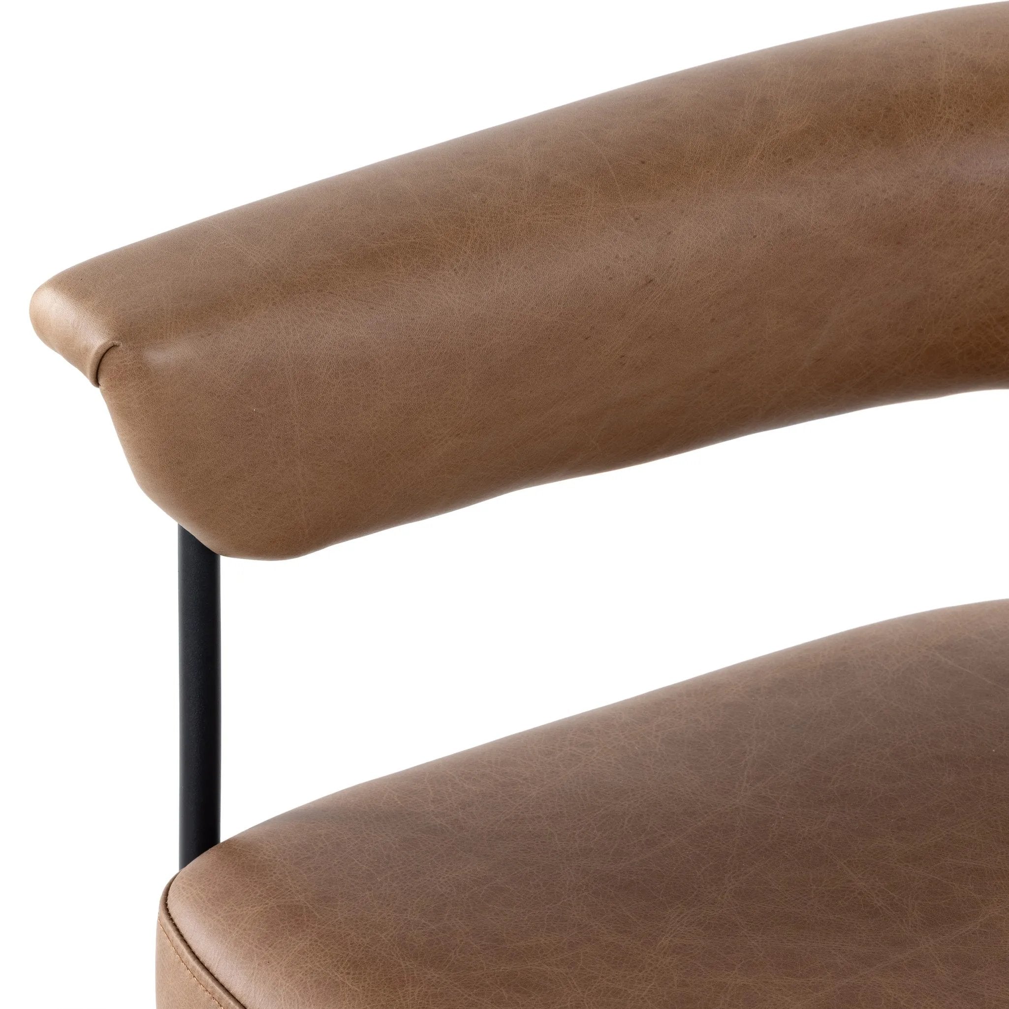 Featuring Carrie Chaps Saddle Bar + Counter Stool by Four Hands at Amethyst Home. Airy and light with slim, matte black-finished iron framing, tan top-grain leather lends sleekness to a beautifully sculpted counter style featuring a yoke back and exterior fold detailing.BarOverall Dimensions: 25.50"w x 23.00"d x 39.50"hWeight: 33.95 lbsCounterOverall D. Amethyst Home provides interior design, new home construction design consulting, vintage area rugs, and lighting in the Salt Lake City metro area.