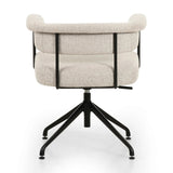 Featuring Carrie Light Camel Desk Chair by Four Hands at Amethyst Home. Airy and light with slim, black-finished iron framing, light camel-colored upholstery lends texture to a sculpted desk chair featuring a yoke back and exterior fold detailing. Height adjustable and with 360 swivel for everyday comfort.Overall Dimensions: 25.50"w x 23.00"d x 27.50"hWeight :. Amethyst Home provides interior design, new home construction design consulting, vintage area rugs, and lighting in the Austin metro area.